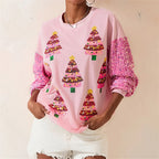 Phoebe | Women Glitter Patchwork Christmas Hoodie