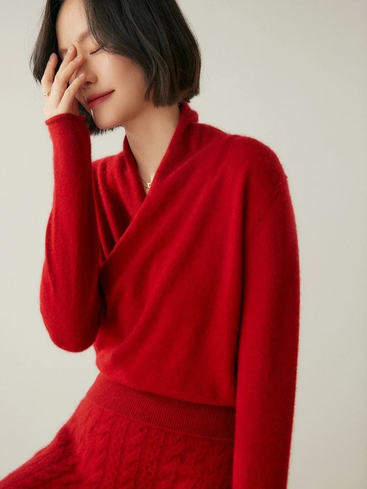 Beatrix | Women Crossover Collar Knit Sweater