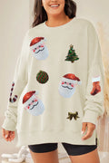 Nadia | Women Loose Fit Santa Print Crew Neck Christmas Sweatshirt