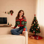 Annie | Women Snowflake Knit Cropped Christmas Cardigan