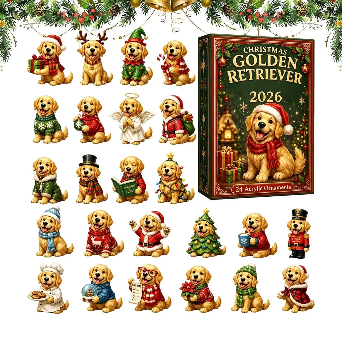 Sadie | 24 Day Golden Retriever Ornament Advent Calendar