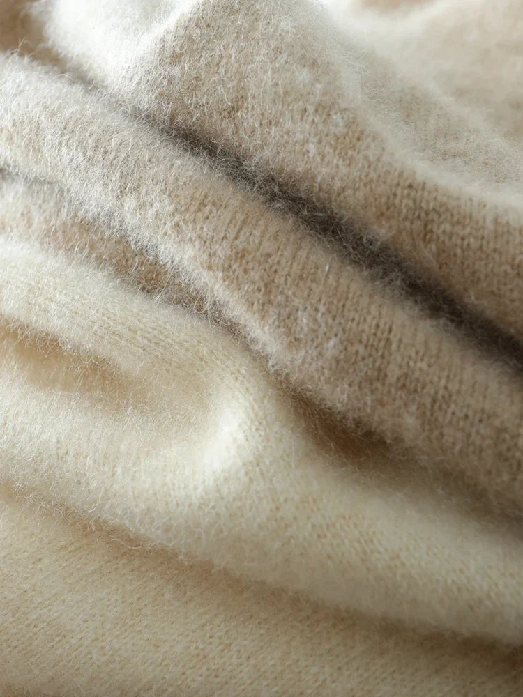 Women's Wrap Collar Knit Sweater – Soft Relaxed Long Sleeve Pullover