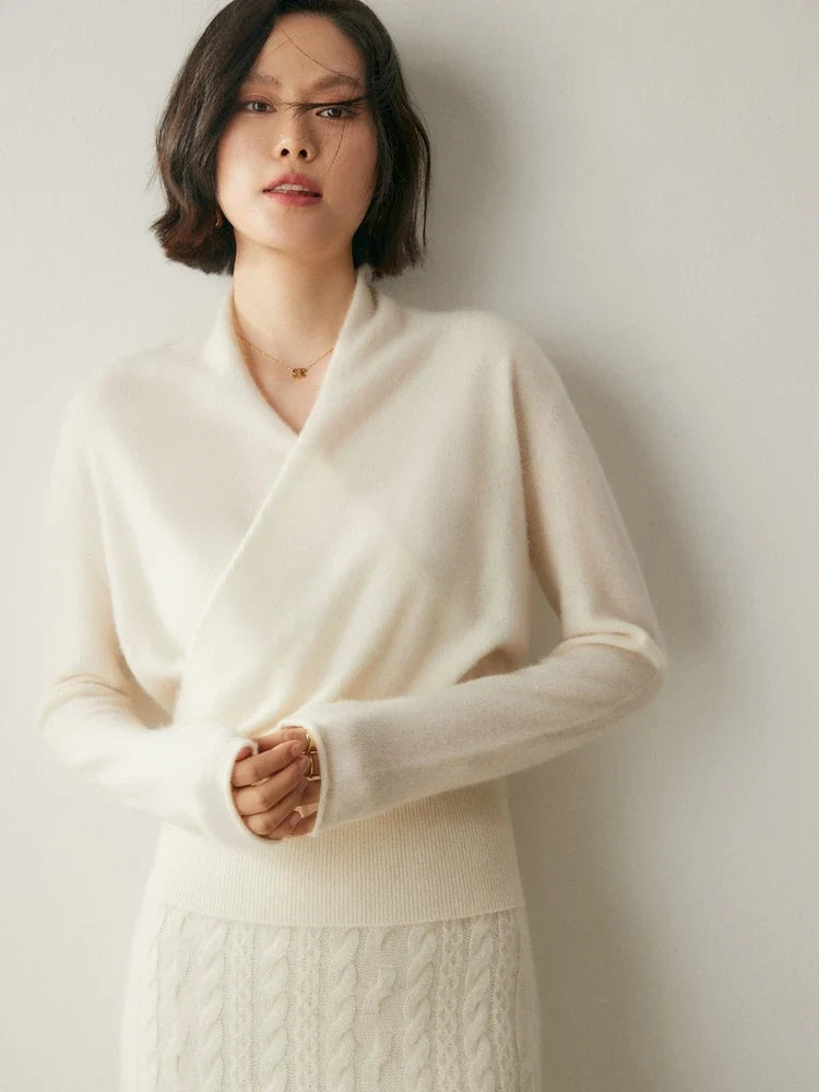 Beatrix | Women Crossover Collar Knit Sweater