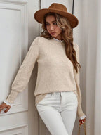 Ottilie | Women Lace Trim Round Neck Knit Sweater