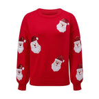 Odette | Women Sequin Santa Crew Neck Christmas Knit Sweater