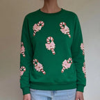 Matilda | Women Sequin Candy Cane Patch Christmas Sweatshirt