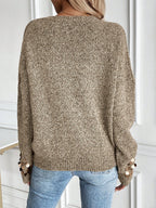 Thea | Women Sequin Round Neck Holiday Party Knit Sweater