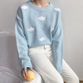 Women's Vintage Cloud Knit Sweater - Korean Style Loose Crewneck Pullover