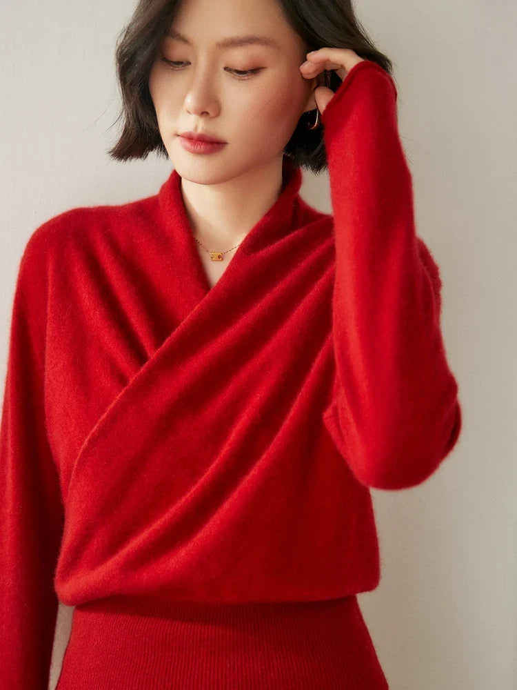 Beatrix | Women Crossover Collar Knit Sweater