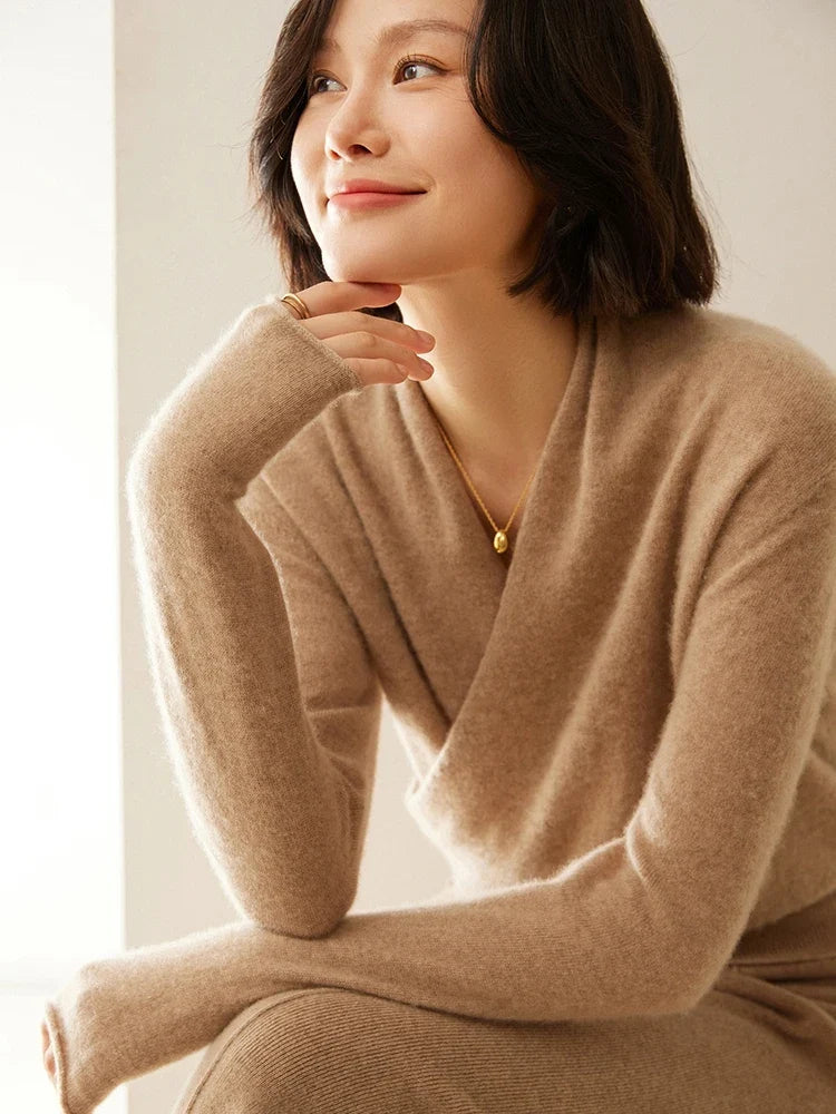 Beatrix | Women Crossover Collar Knit Sweater