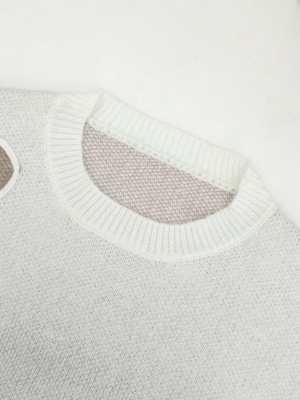 Saskia | Women Heart Detail Fitted Crew Neck Knit Sweater