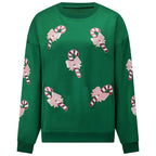 Matilda | Women Sequin Candy Cane Patch Christmas Sweatshirt