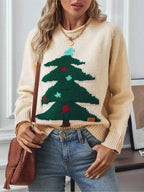 Signe | Women Christmas Tree Loose Crew Neck Knit Sweater
