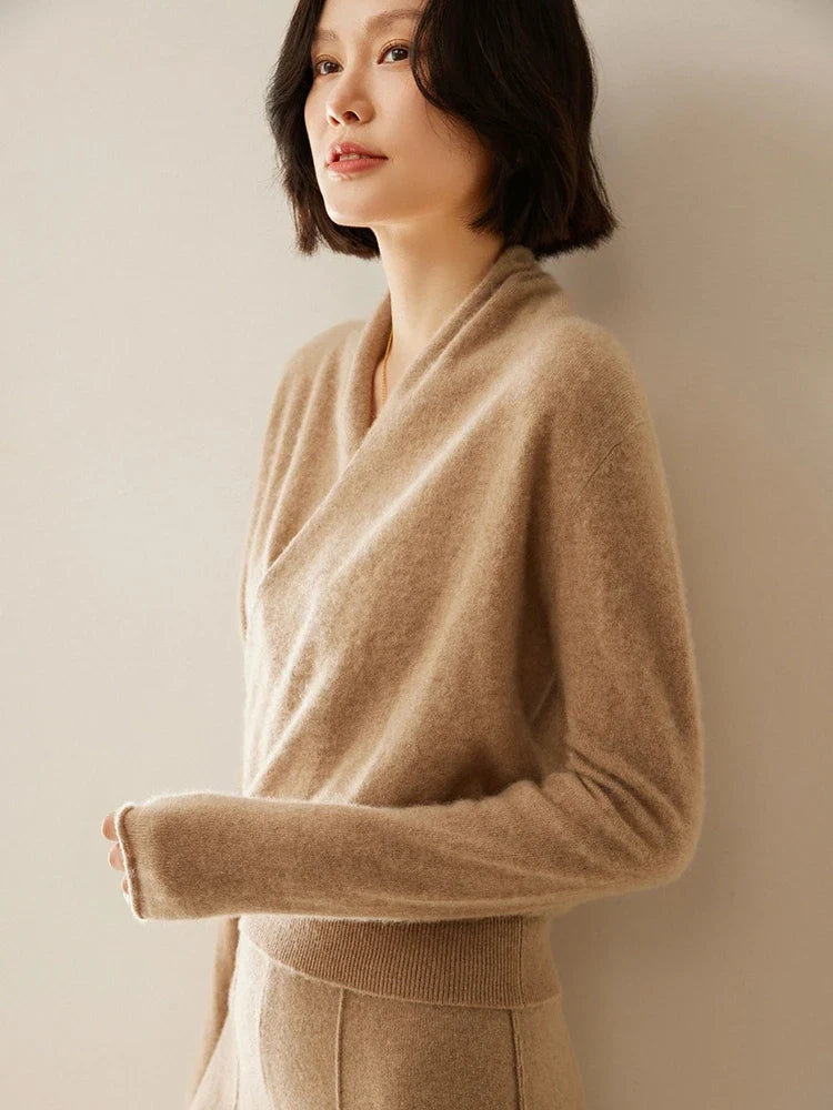 Beatrix | Women Crossover Collar Knit Sweater