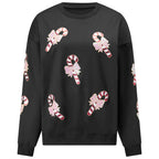 Matilda | Women Sequin Candy Cane Patch Christmas Sweatshirt