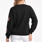 Matilda | Women Sequin Candy Cane Patch Christmas Sweatshirt