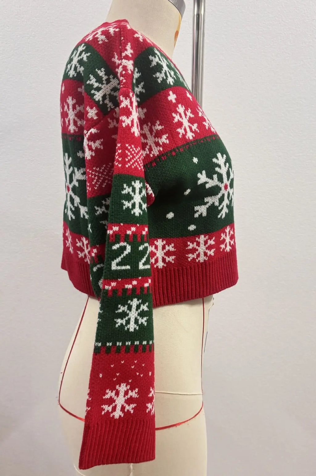 Annie | Women Snowflake Knit Cropped Christmas Cardigan