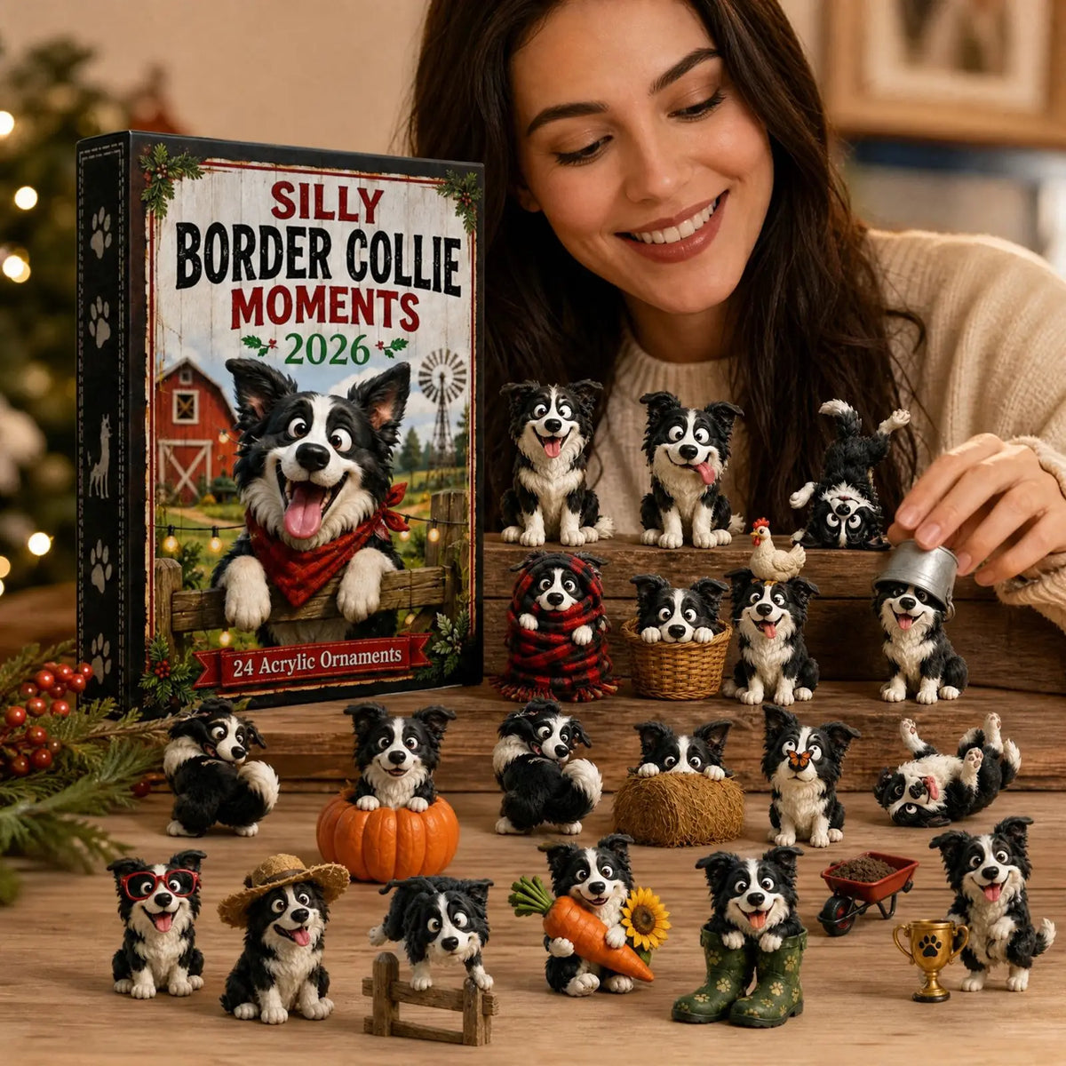 Mabel | 24 Day Border Collie Ornament Advent Calendar