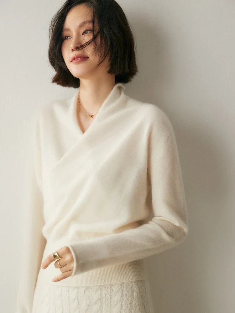 Beatrix | Women Crossover Collar Knit Sweater