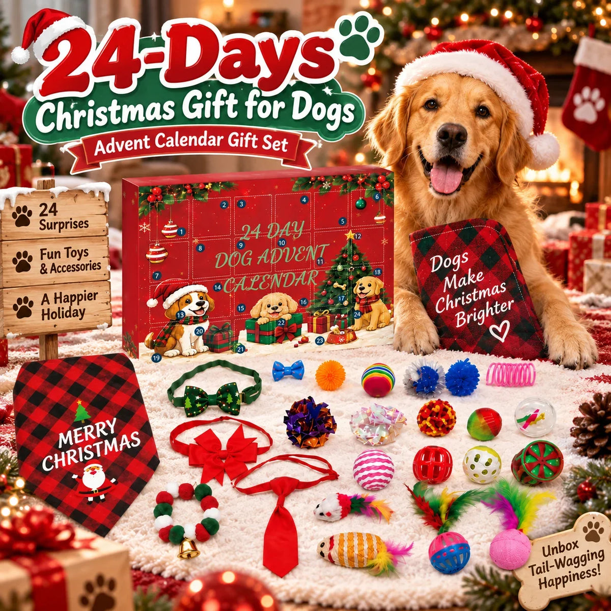 Toby | 24 Day Dog Toy and Accessory Advent Calendar