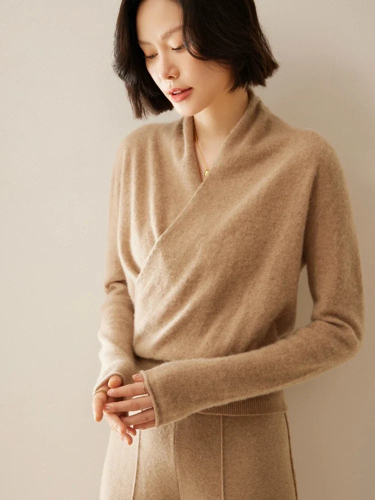 Beatrix | Women Crossover Collar Knit Sweater