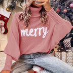 Romy | Women High Neck Batwing Sleeve Christmas Knit Sweater