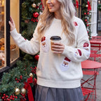 Odette | Women Sequin Santa Crew Neck Christmas Knit Sweater