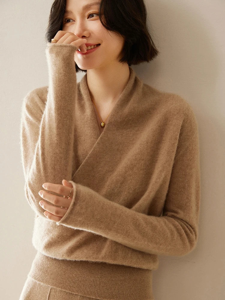 Beatrix | Women Crossover Collar Knit Sweater