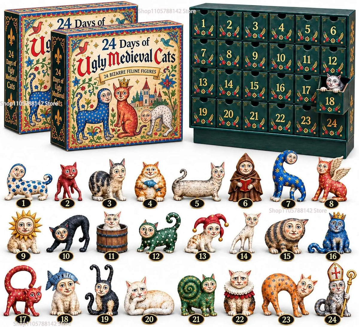 Cora | Medieval Cat 2D Acrylic Ornament Advent Calendar