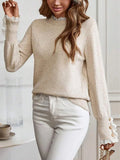 Ottilie | Women Lace Trim Round Neck Knit Sweater
