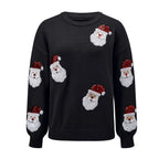 Odette | Women Sequin Santa Crew Neck Christmas Knit Sweater