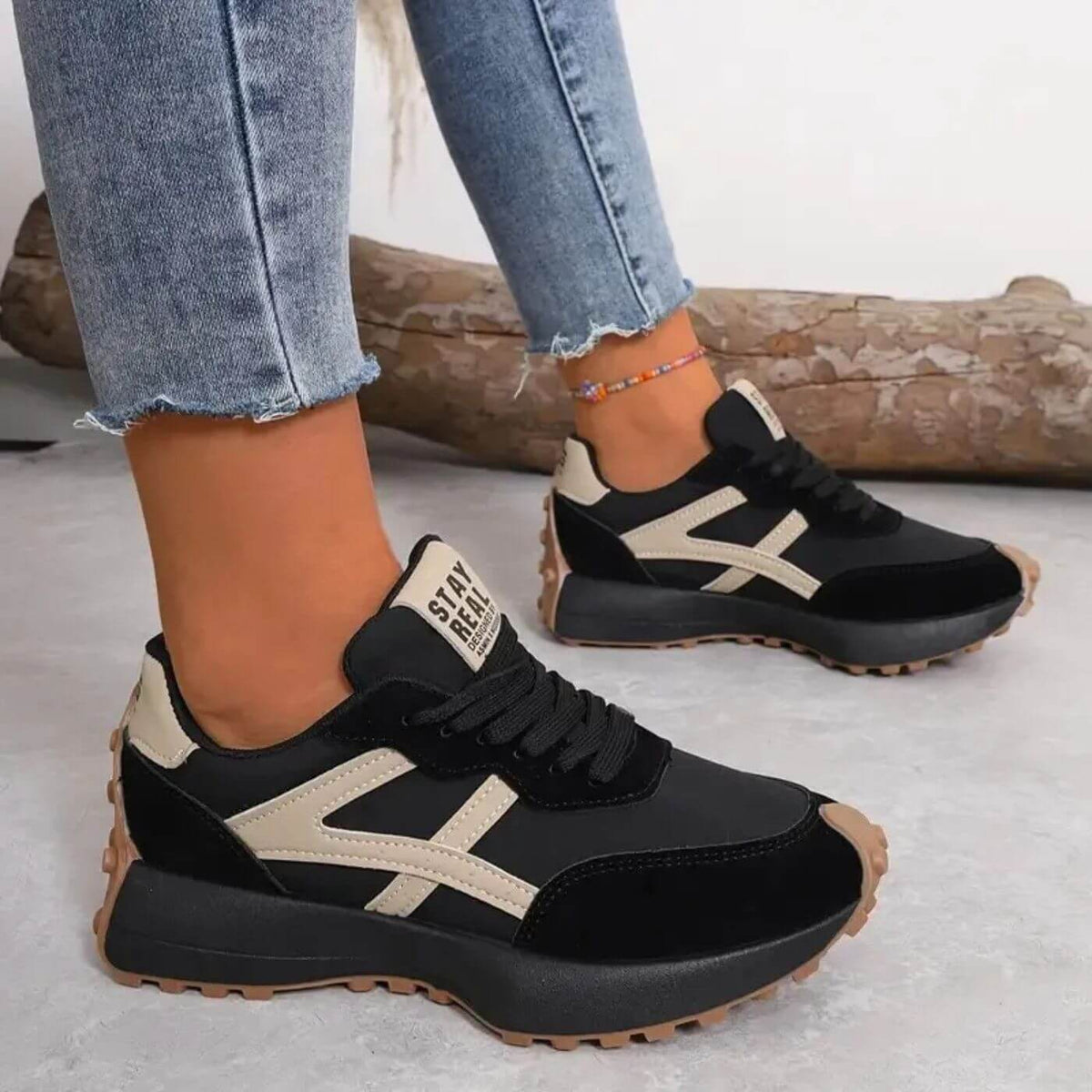 Women's Knit Walking Sneakers – Cushioned Sole with Slip-Resistant Outsole