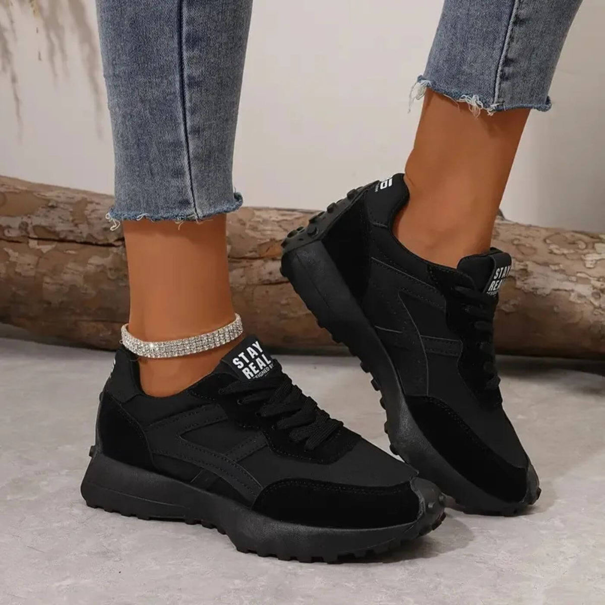 Women's Knit Walking Sneakers – Cushioned Sole with Slip-Resistant Outsole