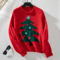 Signe | Women Christmas Tree Loose Crew Neck Knit Sweater