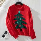 Signe | Women Christmas Tree Loose Crew Neck Knit Sweater