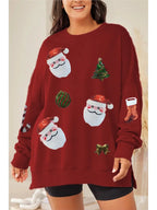 Nadia | Women Loose Fit Santa Print Crew Neck Christmas Sweatshirt