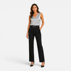 Maison Straver | Women’s Satin Blouse Sleeveless V Neck Silky Top
