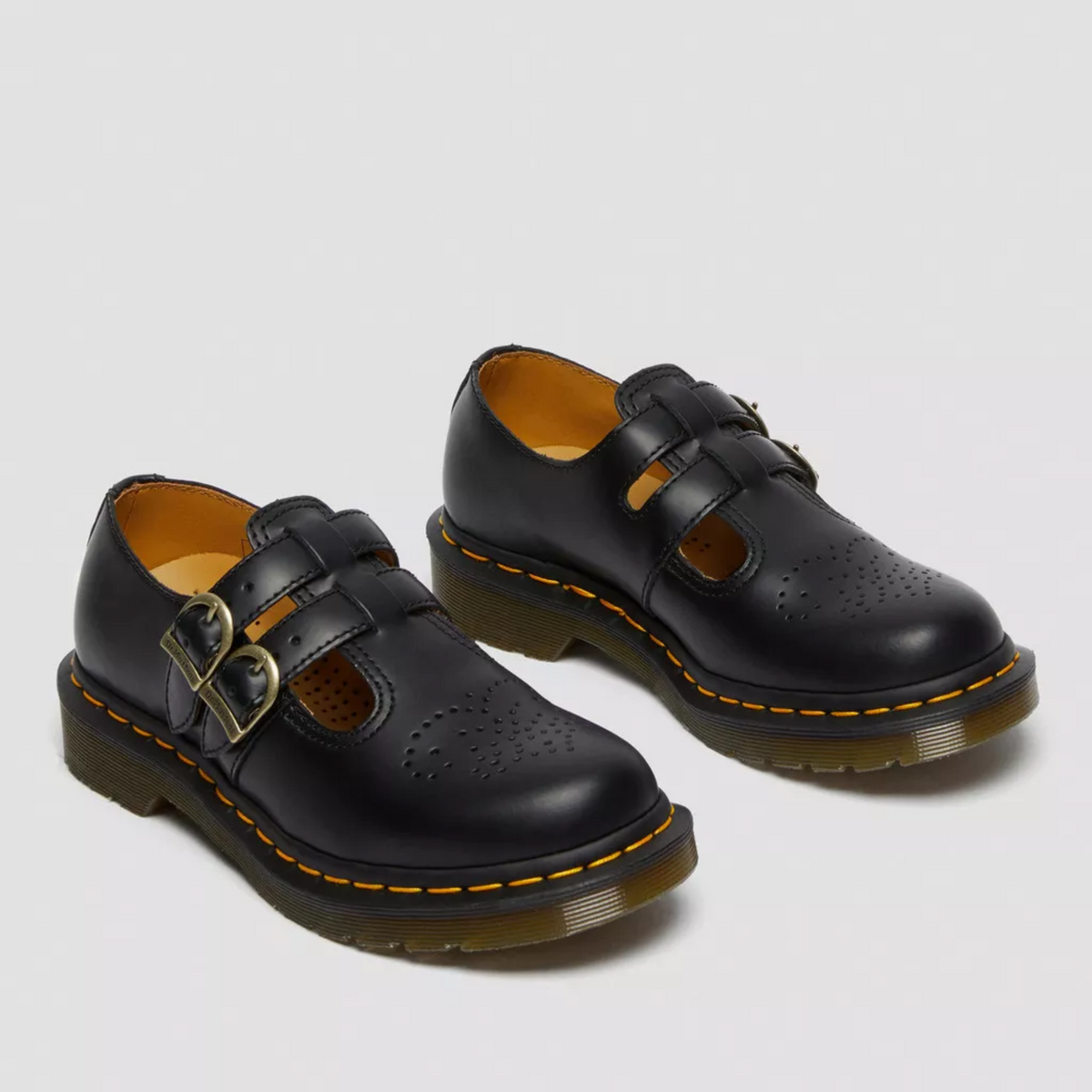 Women's Double Buckle Mary Jane Flats – Chunky Sole Round Toe Shoes