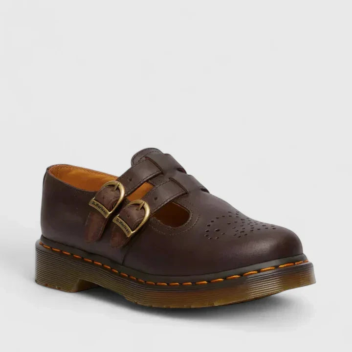 Women's Double Buckle Mary Jane Flats – Chunky Sole Round Toe Shoes