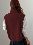 Women's Ribbed Turtleneck Sweater Vest – Loose Fit Sleeveless Knit Top