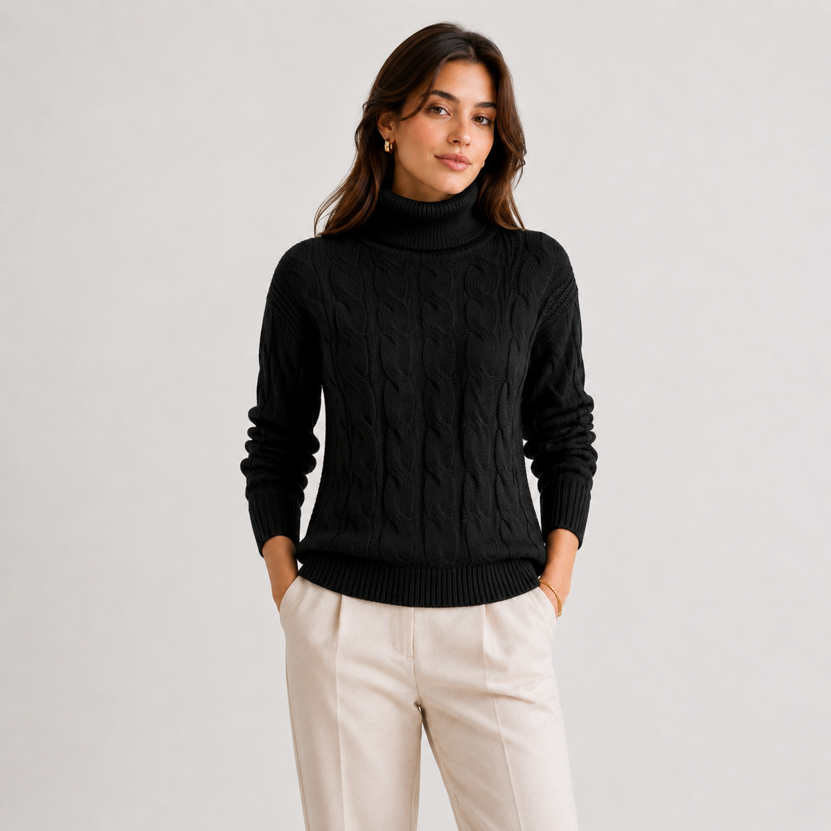Women's Turtleneck Sweater Lightweight Warm Long Sleeve Knitwear