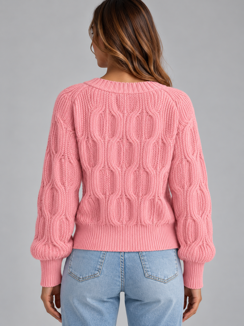 Women's Bow Detail Knit Cardigan – Textured V-Neck Button-Front Cropped Sweater