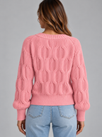 Women's Bow Detail Knit Cardigan – Textured V-Neck Button-Front Cropped Sweater