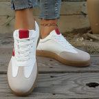 Women's Heart Cutout Lace-Up Sneakers – Retro Gum Sole Casual Shoes