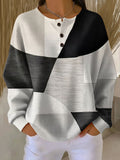 Women's Fleece-Lined Waffle Knit Sweater – Thick Warm Printed Pullover