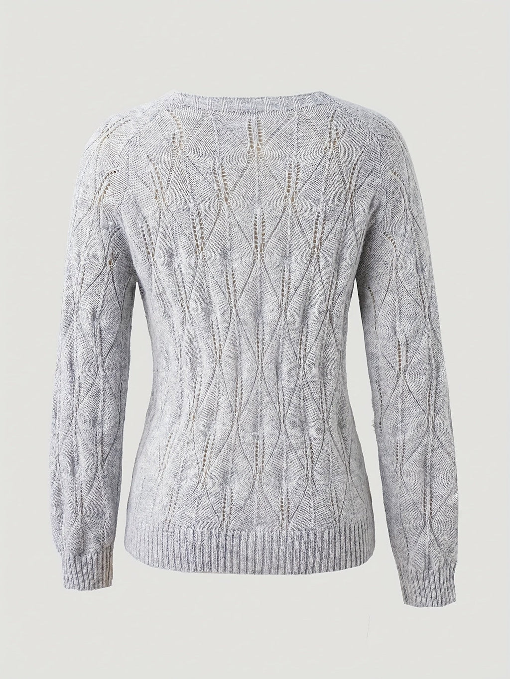 Women's Faux Mink Knit Cardigan – Pearl Button V-Neck Puff Shoulder Sweater
