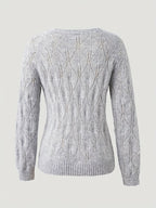 Women's Faux Mink Knit Cardigan – Pearl Button V-Neck Puff Shoulder Sweater