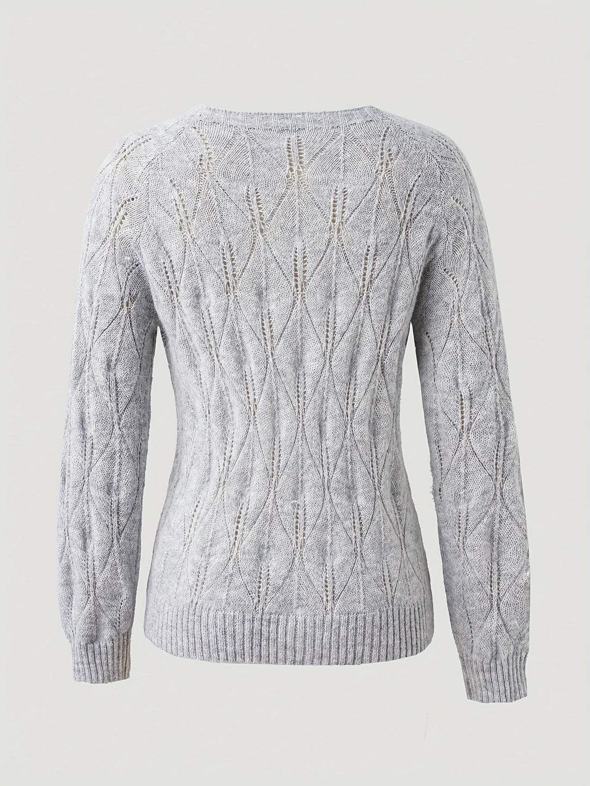 Women's Faux Mink Knit Cardigan – Pearl Button V-Neck Puff Shoulder Sweater