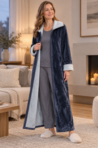 Gwen | Women Long Zip Front Flannel Fleece Robe