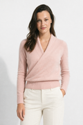 Women's Wrap Collar Knit Sweater – Soft Relaxed Long Sleeve Pullover